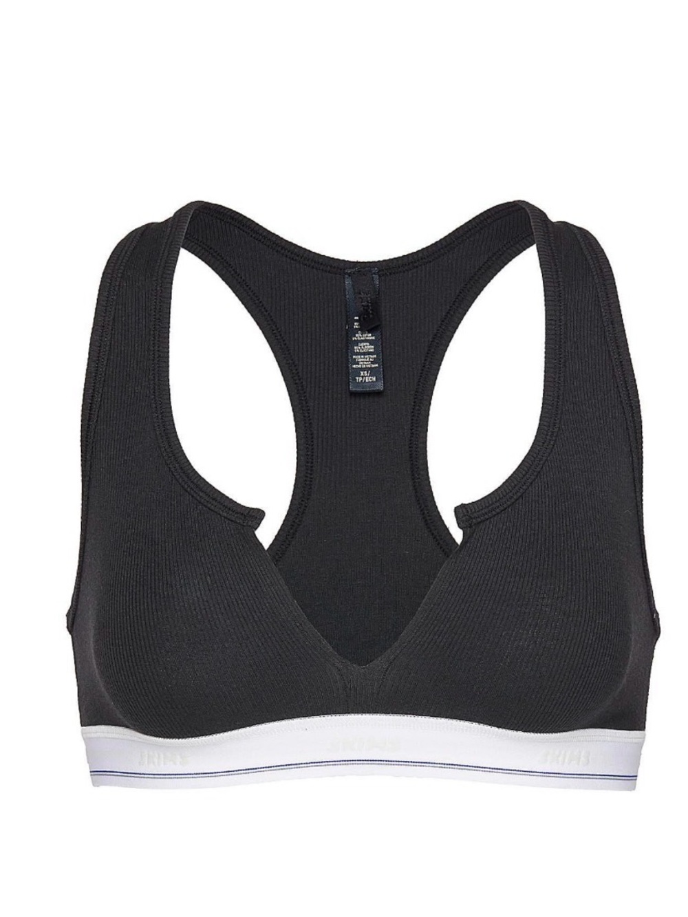 SKIMS Comfort Seamless Racerback Bra - Black with White Band